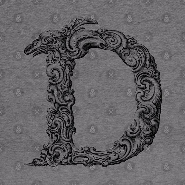 Vintage Initial Letter Lettering Alphabet D by AltrusianGrace